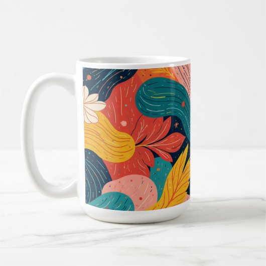 Whimsical Floral Flow Mug コーヒーマグカップ (左)