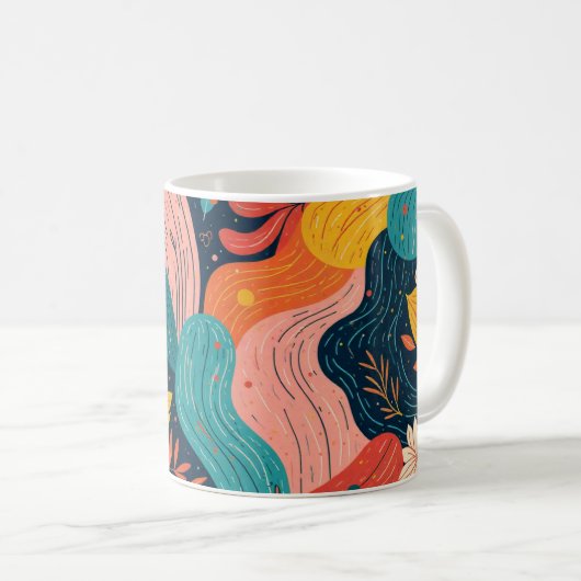 Whimsical Floral Flow Mug コーヒーマグカップ (正面右)