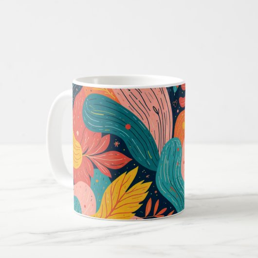 Whimsical Floral Flow Mug コーヒーマグカップ (正面左)
