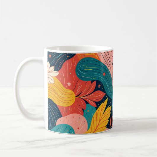 Whimsical Floral Flow Mug コーヒーマグカップ (左)