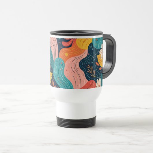 Whimsical Floral Flow Mug トラベルマグ (正面右)