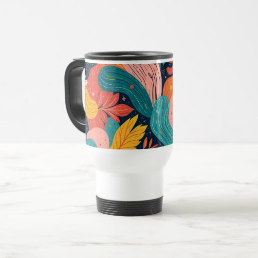 Whimsical Floral Flow Mug トラベルマグ (正面左)