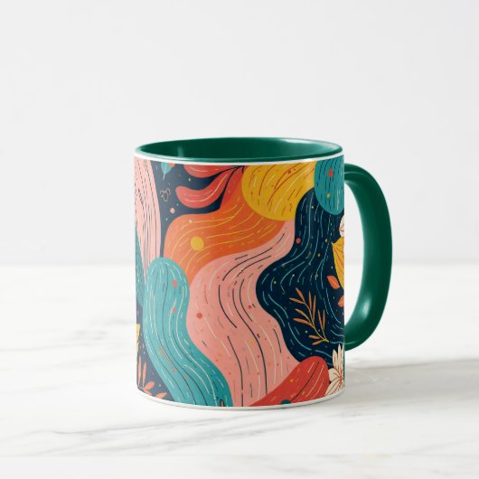 Whimsical Floral Flow Mug マグカップ (正面右)