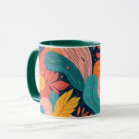 Whimsical Floral Flow Mug マグカップ (正面左)