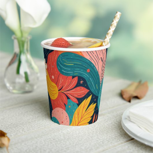 Whimsical Floral Flow Paper cup 紙コップ (インサイチュ)