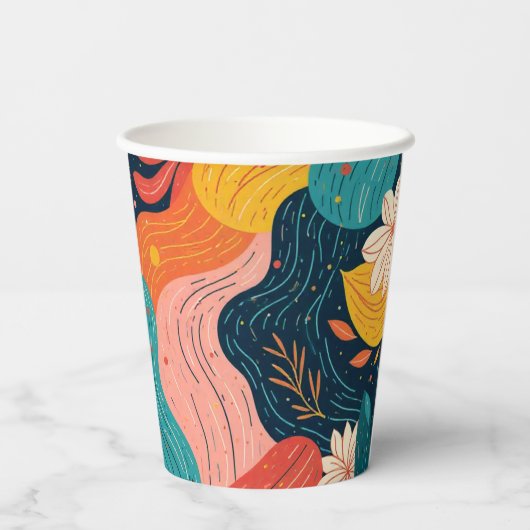 Whimsical Floral Flow Paper cup 紙コップ (裏面)