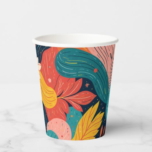 Whimsical Floral Flow Paper cup 紙コップ (正面)