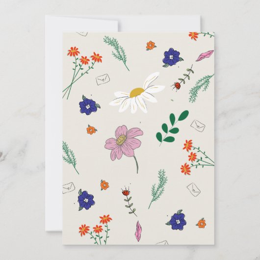 Whimsical Floral Folk Art Wedding Hand Drawn  招待状 (裏面)