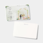 Whimsical Floral Garden Wedding Invitation – Elega バッジ (正面＆裏面)