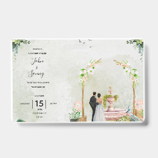 Whimsical Floral Garden Wedding Invitation – Elega バッジ