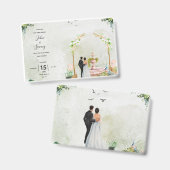 Whimsical Floral Garden Wedding Invitation – Elega バッジ (正面＆裏面)