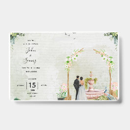 Whimsical Floral Garden Wedding Invitation – Elega バッジ