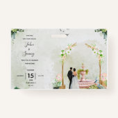 Whimsical Floral Garden Wedding Invitation – Elega バッジ (正面)