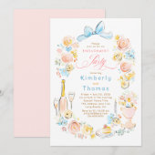 Whimsical Floral Hand Drawn Bow Engagement Party 招待状 (正面/裏面)