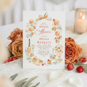 Whimsical Floral Hand Drawn Bow Fall Bridal Shower 招待状