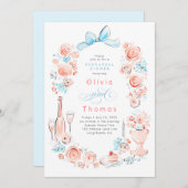 Whimsical Floral Hand Drawn Bow Rehearsal Dinner 招待状 (正面/裏面)