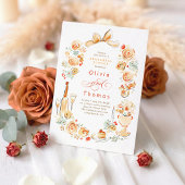 Whimsical Floral Hand Drawn Fall Rehearsal Dinner 招待状