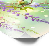 Whimsical Floral Heart Birds Watercolor Design フォトプリント (角)