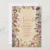 Whimsical Floral Meadow Sweet Sixteen 招待状 (正面)