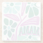 Whimsical Floral Mom  ガラスコースター (裏面)