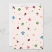 Whimsical Floral One Cute Bug Ladybug 1st Birthday 招待状 (裏面)