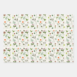 Whimsical Floral Pattern – Hand-Drawn Wildflower  ラッピングペーパーシート