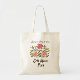 Whimsical Floral Personalized Best Mom Tote Bag トートバッグ