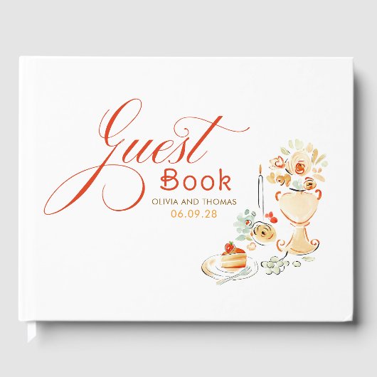 Whimsical Floral Quirky Hand Drawn Fall Wedding ゲストブック (正面)