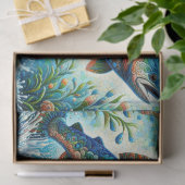 Whimsical Floral Salmon Fish Blue Decoupage 薄葉紙 (ギフト)