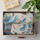 Whimsical Floral Salmon Fish Decoupage  薄葉紙 (ギフト)