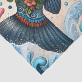 Whimsical Floral Salmon Fish Decoupage  薄葉紙 (詳細)