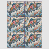 Whimsical Floral Salmon Fish Decoupage  薄葉紙 (正面)