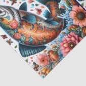 Whimsical Floral Salmon Fish Decoupage  薄葉紙 (詳細)