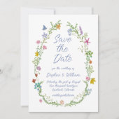 Whimsical Floral Save the Date Card セーブザデート (正面)