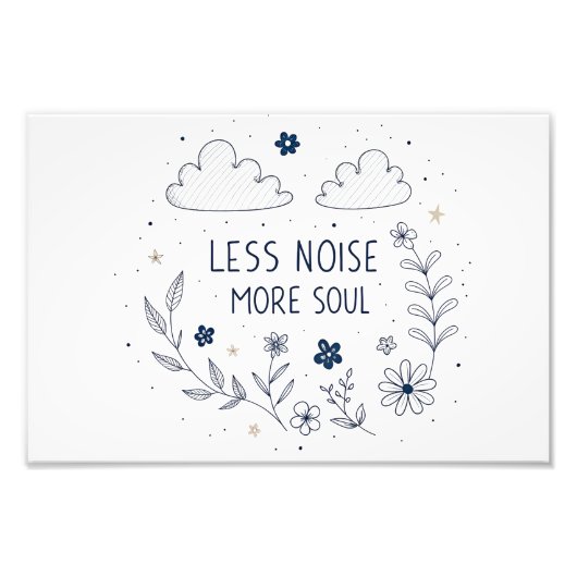 Whimsical Floral Soul Quote Line Art フォトプリント (正面)