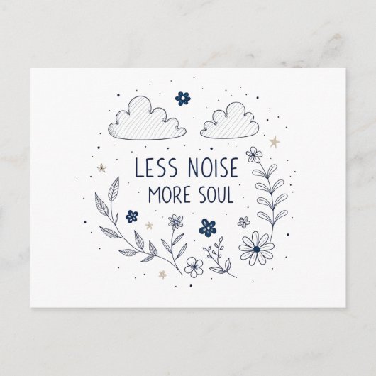 Whimsical Floral Soul Quote Line Art ポストカード (正面)