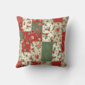Whimsical Floral Vintage Christmas Quilt Pattern クッション (裏面)