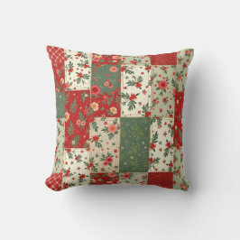 Whimsical Floral Vintage Christmas Quilt Pattern クッション