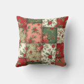 Whimsical Floral Vintage Christmas Quilt Pattern クッション (裏面)