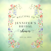 Whimsical Floral Wreath Bridal Shower Welcome ウィンドウサイン (シート3)