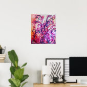 WHIMSICAL FLOURISHES,PINK PURPLE SWIRLS WITH HEART ポスター (ホームオフィス)