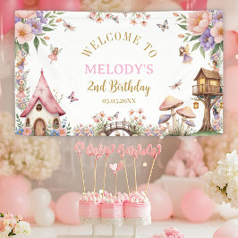 Whimsical Flower Fairy 2nd birthday Banner 横断幕