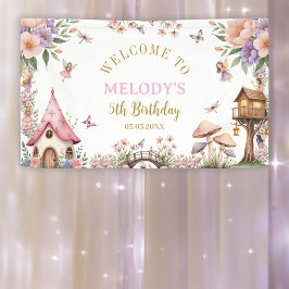 Whimsical Flower Fairy 5th birthday Banner 横断幕