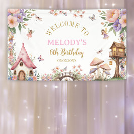 Whimsical Flower Fairy 6th birthday Banner 横断幕