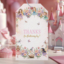 Whimsical flower fairy birthday Thank You Gift Tag