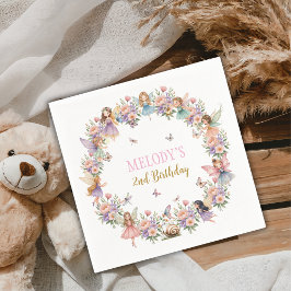 Whimsical flower fairy garden 2nd birthday  スタンダードカクテルナプキン