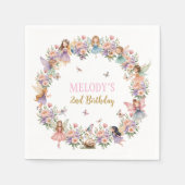 Whimsical flower fairy garden 2nd birthday スタンダードカクテルナプキン (正面)