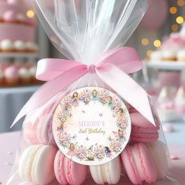 Whimsical flower fairy garden 2nd birthday  ラウンドシール