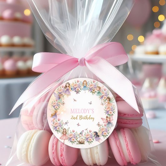Whimsical flower fairy garden 2nd birthday  ラウンドシール