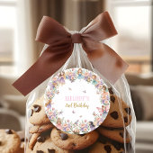 Whimsical flower fairy garden 2nd birthday  ラウンドシール